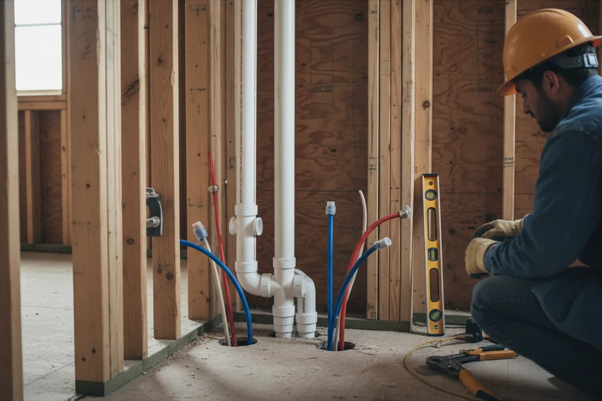 Drain and supply rough-in during Leak Detection in Hillsboro